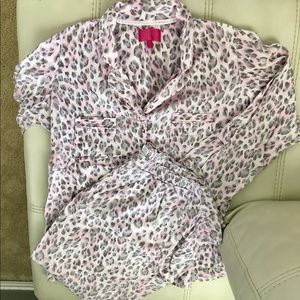 Cheetah print flannel pj set